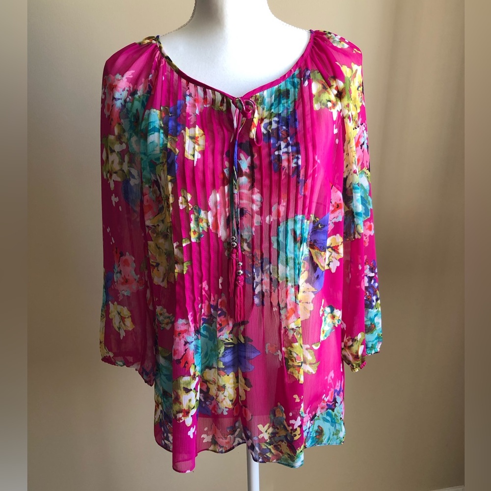 Charter Club 🔥Host Pick🔥 Petite Sheer Floral Blouse